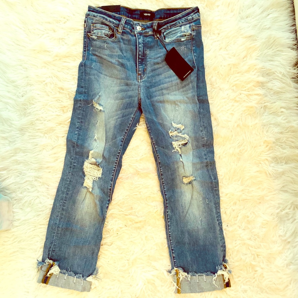 Jed mid rise distressed cuffed denim